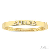 1/4 Ctw 'AMELIA' Block Name Single Cut Diamond Bangle in 10K Yellow Gold